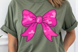 Pink Camo Coquette Bow PNG: Preppy Sublimation Clipart for Shirts, Mugs & Totes