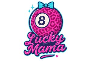 Lucky Mama Coquette Shirt PNG – Pink Leopard 8 Ball Bow Graphic for Sublimation