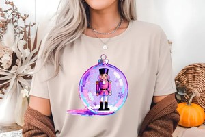 Pink Christmas PNG: Nutcracker Ornament Pastel Sublimation, 300dpi Transparent Background