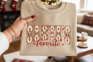 Retro Santa's Favorite PNG: Christmas Varsity Sublimation Design