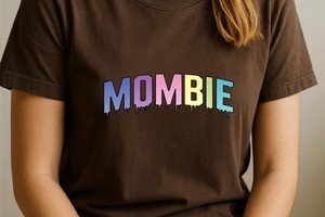 Mombie Png, Drippy Mom Text Design, Neon Pastel Rainbow Style, Halloween & Fall, Sublimation For Shirts Mugs Totes