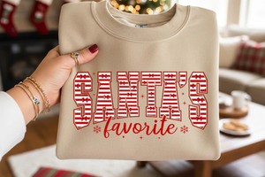 Santa's Favorite PNG with Red Bows, Preppy Christmas Design for Shirts