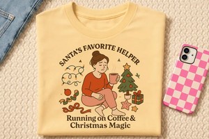 Christmas Coffee Mom PNG, Santa's Helper Design, Sublimation Digital Download, Holiday Mama, Coffee Christmas Magic, Instant Download